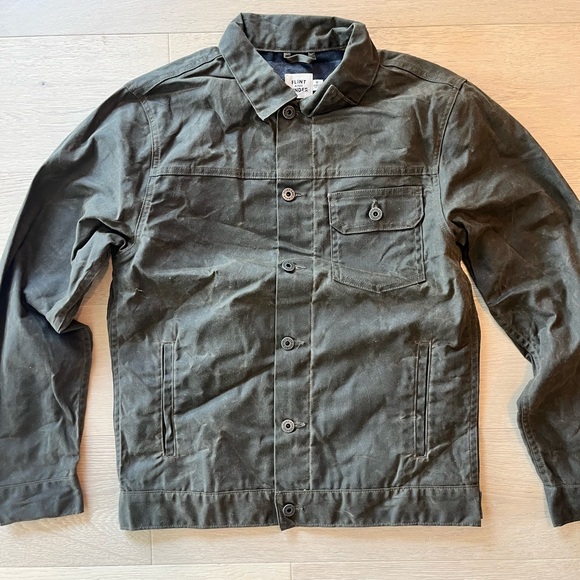 New. FLINT AND TINDER flannel Lined Wax Trucker- forest - Picture 3 of 4